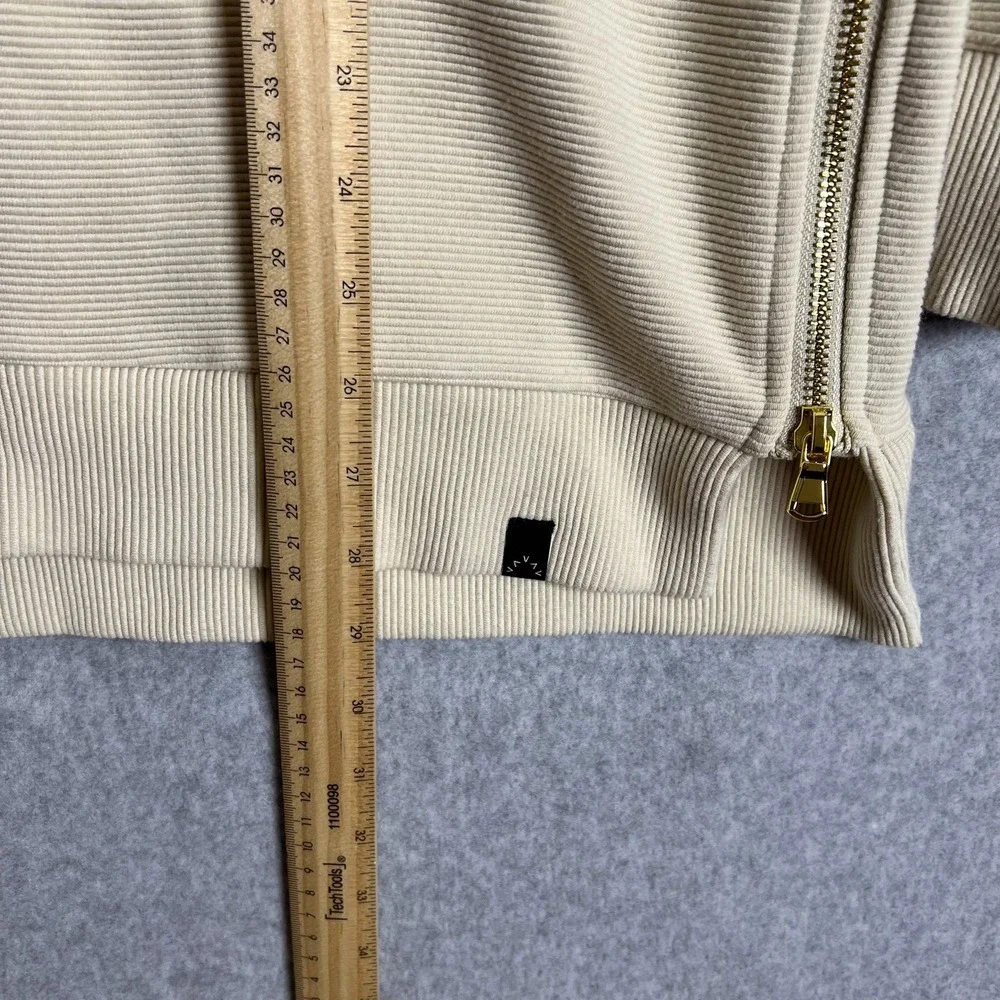 Varley Ivory Manning Ribbed Knit Side Zip Crewneck Sweatshirt Size Small - Picture 12 of 12